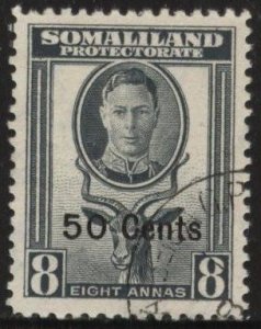 Somaliland 121 (used) 50c on 8a greater kudu, George VI, gray (1951)