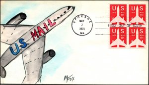 Scott C78 - 11 Cents Jet Plane Melissa Fox Hand Painted FDC - Unique?