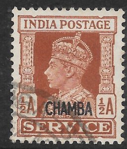 INDIA-CHAMBA SGO73 1940 ½a RED-BROWN OFFICIAL USED