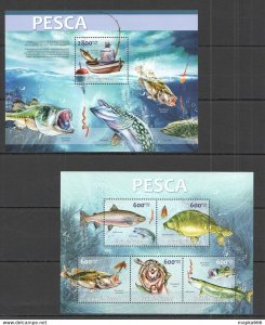 2013 Guinea-Bissau Fish Fauna Marine Life Fishing Kb+Bl ** Stamps St1206