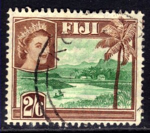 Fiji 1954 - 59 QE2 2/-6d Green & Brown used SG 292 ( R393 )