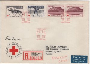 Finland 1960 FDC Sc B157-B159 Reindeer, Lapp, Mountains (pair) Reg. Airmail