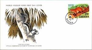 1977 Ghana - World Wildlife Fund FDC - Squirrel on Cachet - F11287