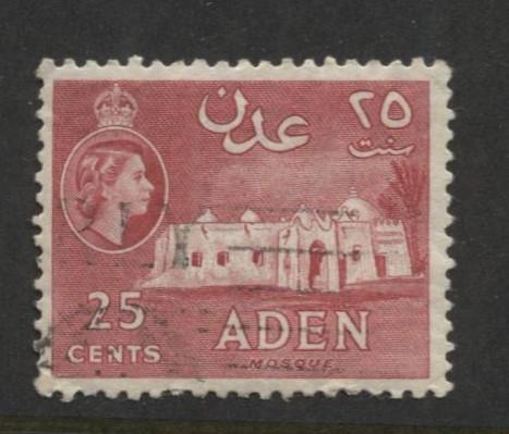 ADEN - Scott 51 - QEII Definitive- 1953-   Used - Single 25c Stamp