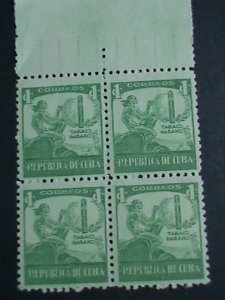 ​CUBA STAMP-1939 SC#356 RAREST CUBA CIGAR & INDIAN STAMP MNH- BLOCK OF 4 VF