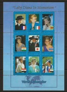 Thematic Stamps  1998 Somali Republic Princess Diana 9 value sheet  MNH