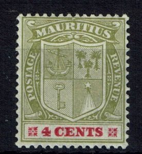 MAURITIUS SG209x 1921 4c PALE OLIVE-GREEN & CARMINE WMK REVERSED MTD MINT (d)