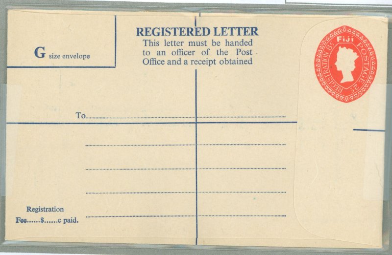 Fiji  1970 8c + 2c registered envelope; very clean