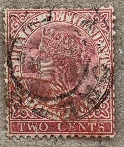 Straits Settlements 1883 2c pale rose, used. Scott 41a, CV $4.75. SG 63