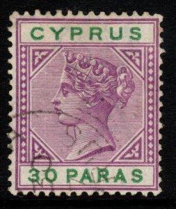 CYPRUS SG41 1896 30pa BRIGHT MAUVE & GREEN USED