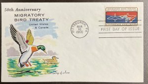 1306 Fluegel cachet Migratory Bird Treaty 50th Anniversary FDC 1966