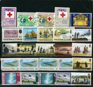 TRISTAN DA CUNHA 1967-1973 YEARS SMALL COLLECTION SET OF 25 STAMPS MNH