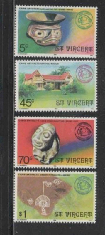 ST. VINCENT #479-482 1976 CARIB. INDIAN ART MINT VF NH O.G