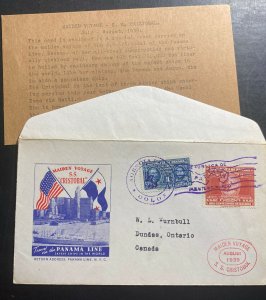 1939 Colon Canal Zone Maiden Voyage First Day Cover To Canada SS Cristobal