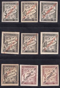 MOMEN: FRENCH ST PIERRE SC #J1-J9 1892 MINT OG H/1NG(10c)/1NH(40c) LOT #65955