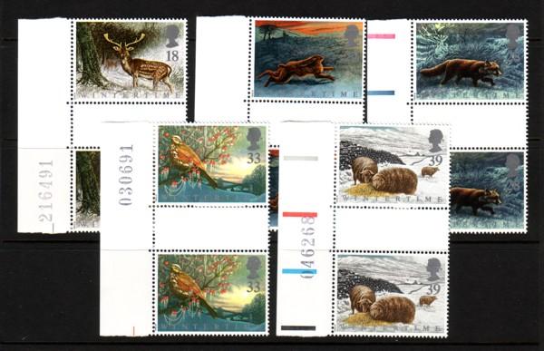 Great Britain Sc 1421-5 1992 Animals gutter prs mint NH