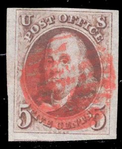 MOMEN: US STAMPS #1 IMPERF USED VF+ LOT #79276*