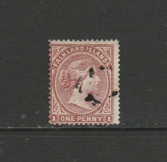 Falkland Islands 1885/91 1d Brownish Claret, Used SG 8, ( Crown to left )