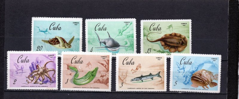 CUBA 1967 FISH & MARINE LIFE SET OF 7 STAMPS MNH