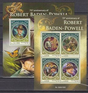 Sierra Leone, 2016 issue. Scout B. Powell Anniversary, Sheet of 4 & s/sheet. ^