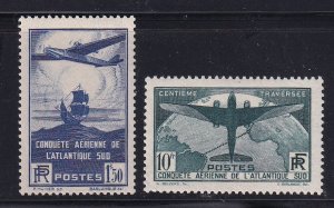 France 1936, Airplane & Globe 1fr50 & 10fr  M-VF-LH set # C16-C17