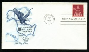 US C73 10c Air Mail Coil Stars UA Artmaster cachet FDC