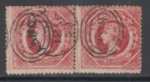 New South Wales Sc 42, used. 1862 1sh rosa Diadem, horizontal pair, sound