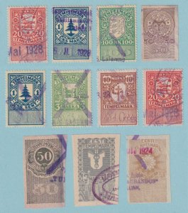 ESTONIA - GROUP OF 11 REVENUE STAMPS  USED - NO FAULTS VERY FINE!- P441