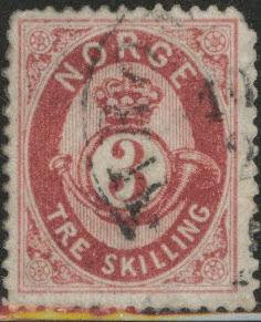 SWEDEN Scott 18 used 1876 perf 14 corner clipped