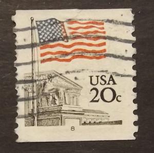 PNC1 # 8,  1895a 20c Flag over Supreme Court, 1981, narrow block tagging (4559u)