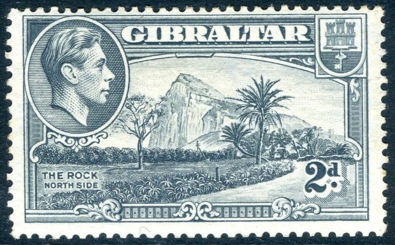 GIBRALTAR-1940 2d Grey Perf 13½ SIDEWAYS WMK.  A superb lightly mounted mint exa