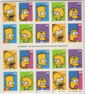 Scott 4399 - 4403  - The Simpsons. 4 x Panes Of 20. MNH. OG.    #02 4399sh20s4