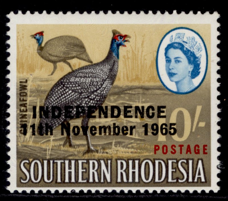 RHODESIA QEII SG371, 10s black, yellow-ochre, light blue & carmine-red, NH MINT.