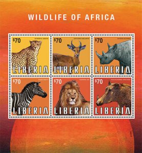 Liberia - 2013 - WILDLIFE OF AFRICA - Sheet of 6 - MNH