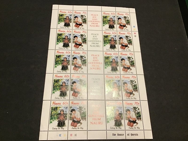 Nauru Christmas 1995 Peace & Goodwill  MNH full Stamps Sheet Ref 49796 