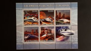 Trains and locomotives - Sao Tome and Principe 2007 - Complete SS+Bl ** MNH