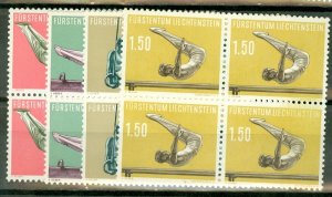 HO: Liechtenstein 308-11 MNH blocks of 4 CV $130