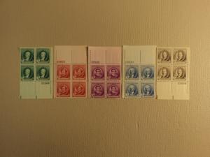 USPS Scott 884-88 American Artists 1940 Lot Of 5 Plate Bl...