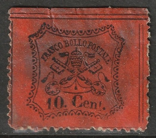 Italy Roman States 1868 Sc 22 Papal States used on paper small tear