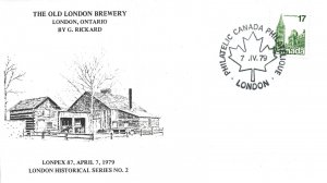 CANADA EVENT CACHET COVER THE OLD LONDON BREWERY AT LONDON ONTARIO LONPEX 1979