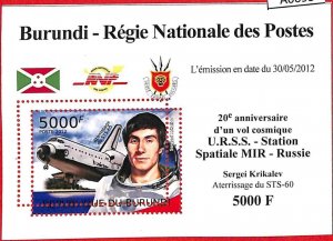 A0093  - BURUNDI - ERROR 2012  MISSPERF stamp SHEET:  space ASTRONAUT