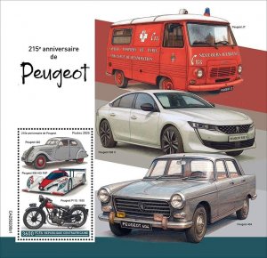 C A R - 2025 - Peugeot, 215th Anniv - Perf Souv Sheet - Mint Never Hinged