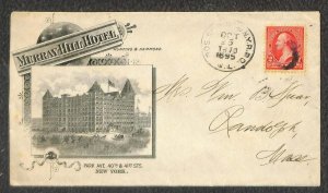 USA #267 STAMP NEW YORK THE MURRAY HILL HOTEL ADVERTISING COVER RPO 1895