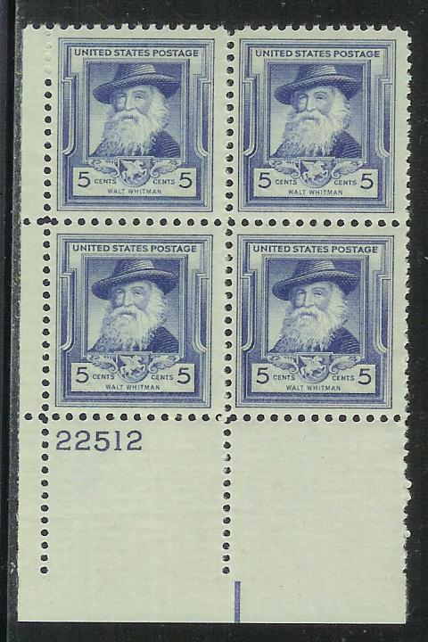 US Plate Block Cat # 867, Whitman, M-LH*-