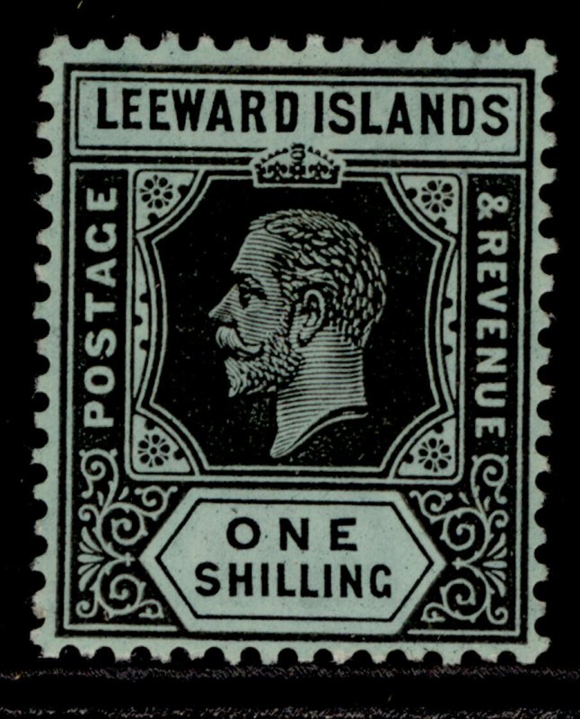 LEEWARD ISLANDS GV SG54a, 1s black/green, M MINT. Cat £90. WHITE BACK