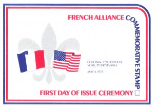 USPS FDC Ceremony Program #1753 French Alliance American Revolutionary War 1978