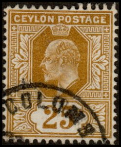 Ceylon 186 - Used - 25c Edward VII (wmk 3) (1905) (cv $5.15) +