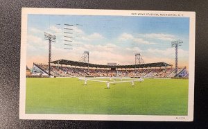 1936 Rochester NY USA Postcard Cover Red Wing Baseball Stadium to Canada