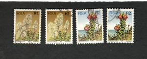 1977  RSA SC #490 #490a #491 #491a FLOWERS PLANTS  Dick Findlay used stamps