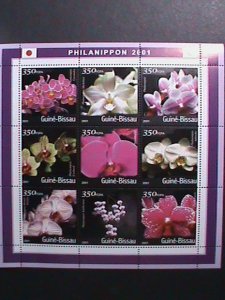 GUINEA BISSAU-2001-PHILANIPPON-JAPAN STAMP SHOW- LOVELY ORCHARDS FLOWERS MNH